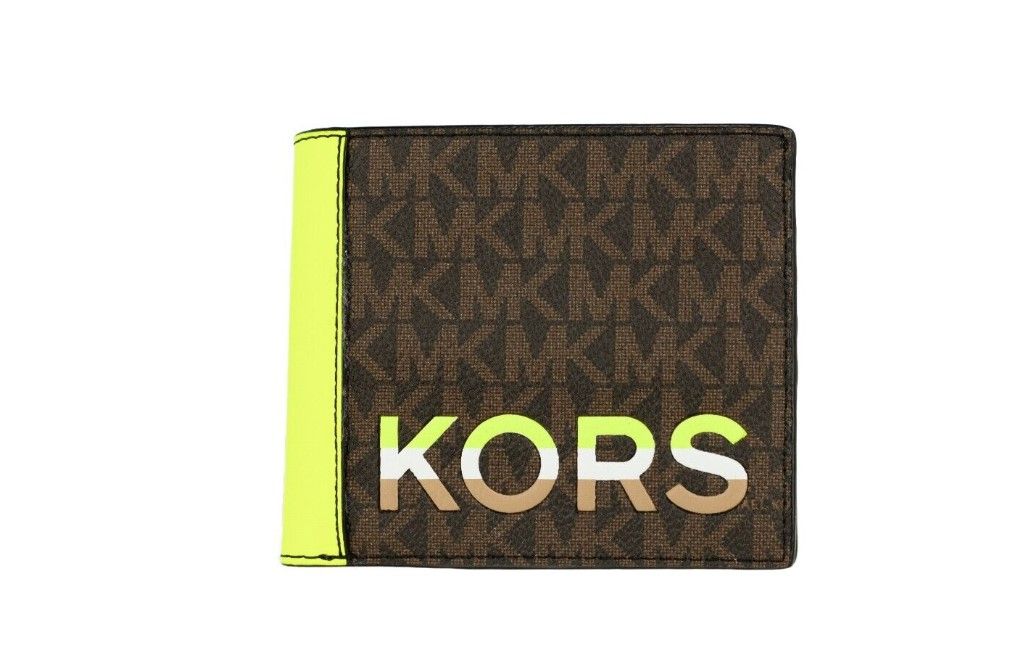 Cooper Brown Neon Signature Leather Graphic Logo Billfold Wallet