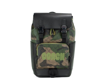 Large Signature Camo Print Coated Canvas Track Backpack Bookbag