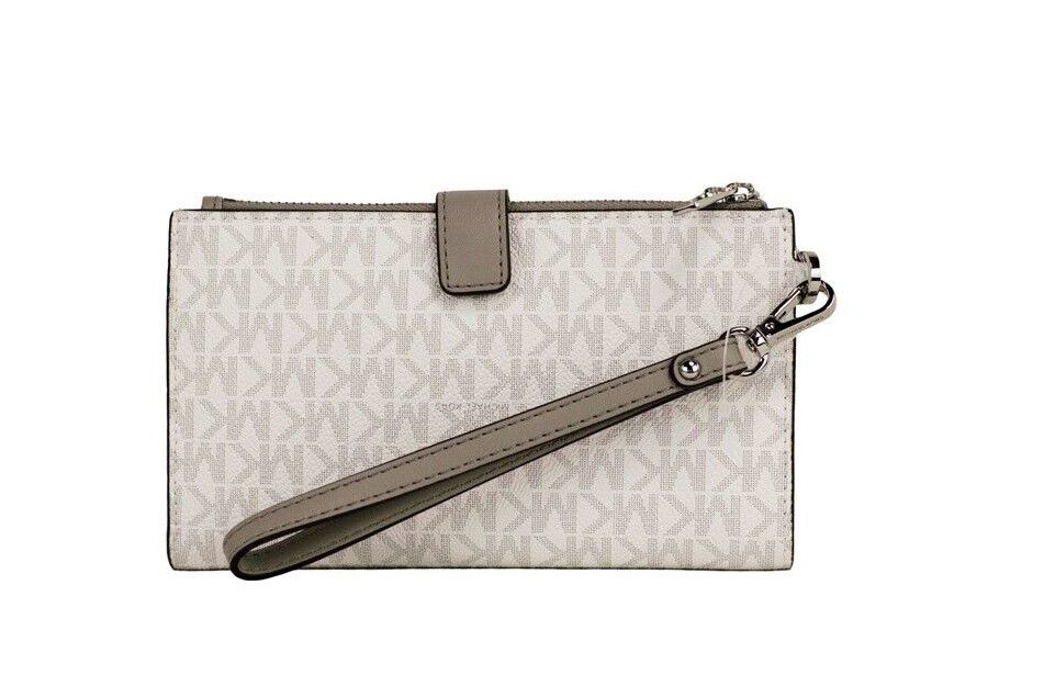 Jet Set Travel Bright White PVC Large Double Zip Wristlet Wallet