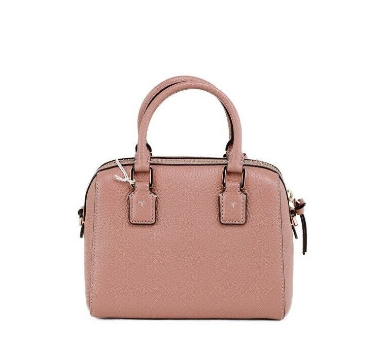 Thea Mini Pink Moon Pebbled Leather Web Satchel Crossbody Bag