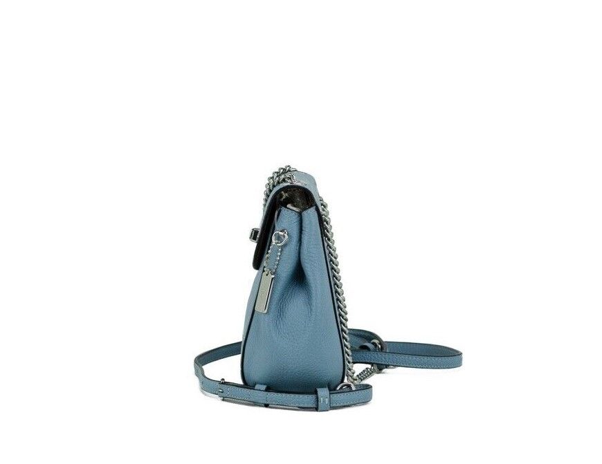 Mini Cornflower Blue Pebble Leather Convertible Chain Backpack Bag