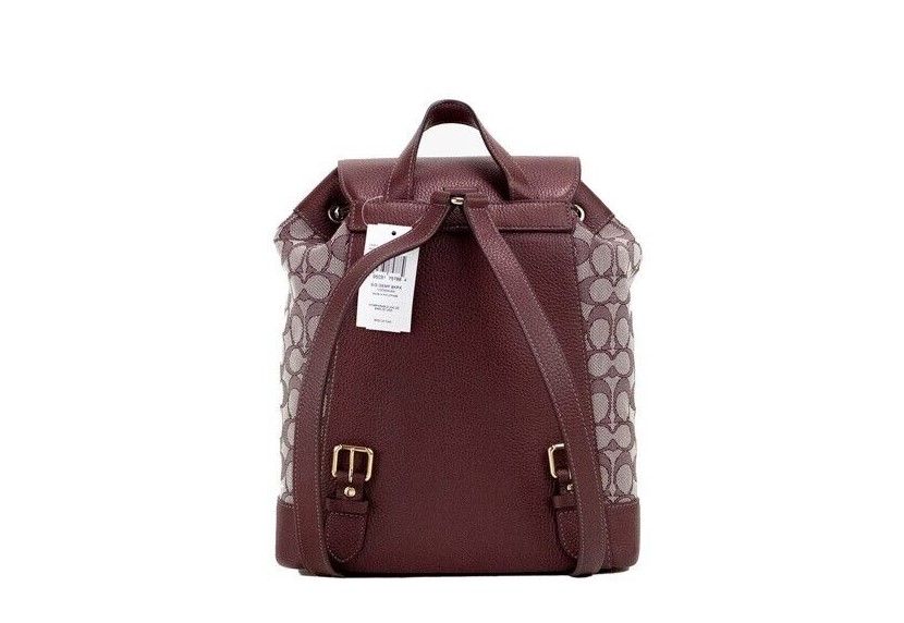 Dempsey Wine Multi Signature Jacquard Canvas Logo Patch Backpack