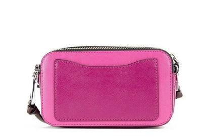 The Snapshot Bag Studded Saffiano Leather Magenta Shoulder Bag Purse