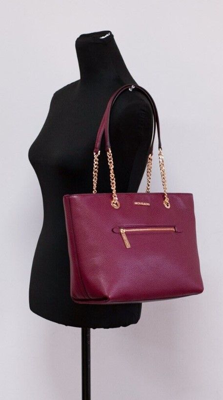 Jet Set Medium Mulberry Leather Front Zip Chain Tote Bag Handbag