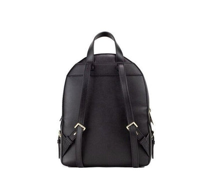 Jaycee Medium Black Pebbled Leather Zip Pocket Backpack Bookbag