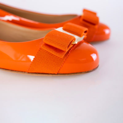 Varina Orange Leather Ballerinas