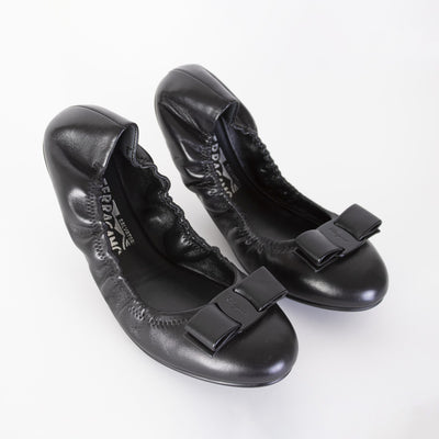 Lizinka Black Leather Ballerinas