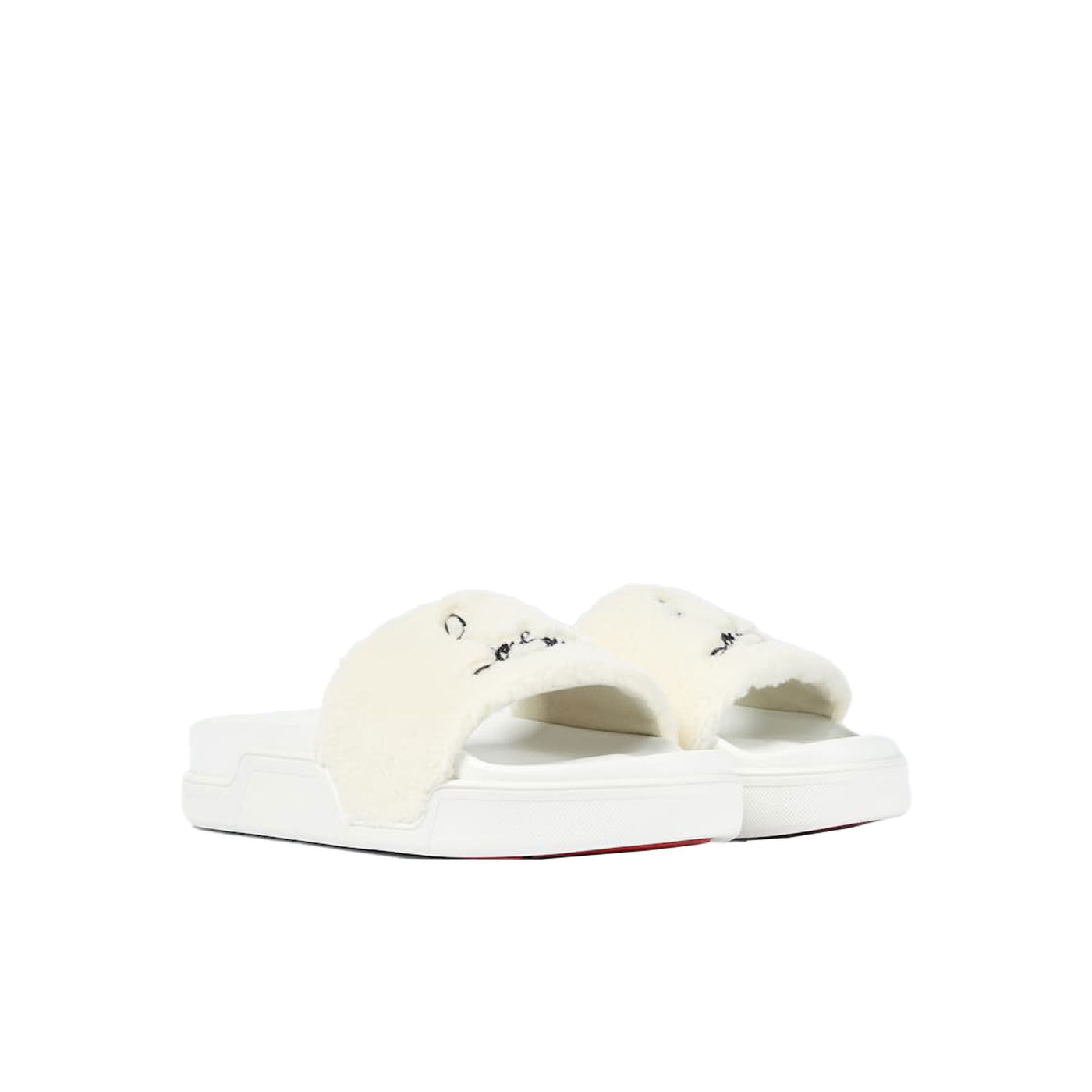 White Rubber and Fabric Navy Pool sandals