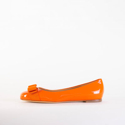 Varina Orange Leather Ballerinas