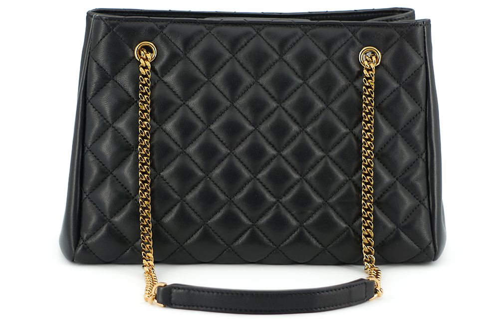 Black Quilted Nappa Leather Medusa Tote Handbag