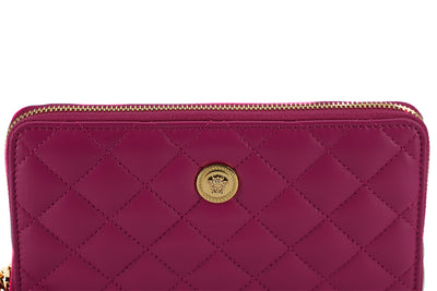 Purple Leather Long Zip Around Wallet