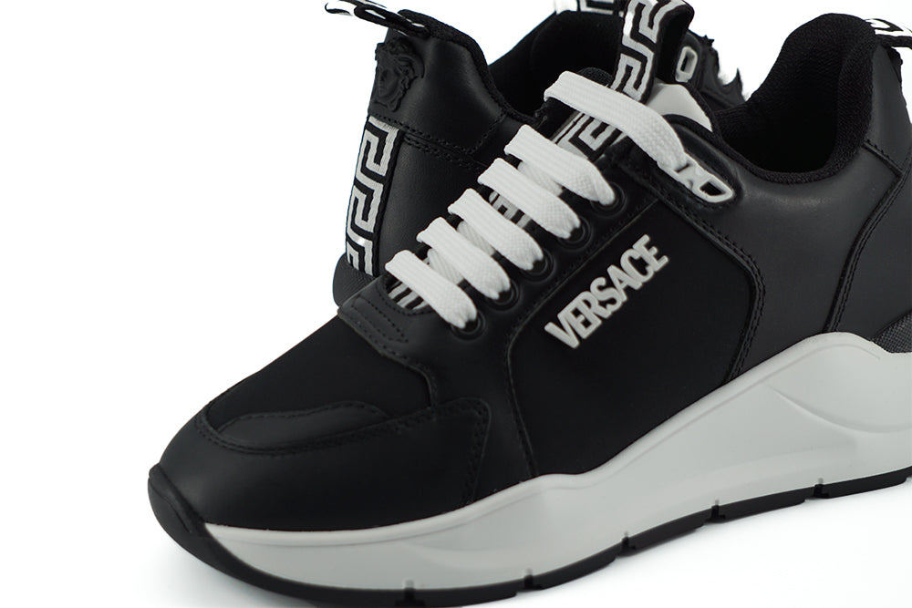 Black and White Calf Leather Sneakers