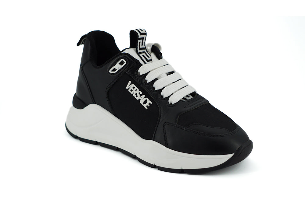 Black and White Calf Leather Sneakers