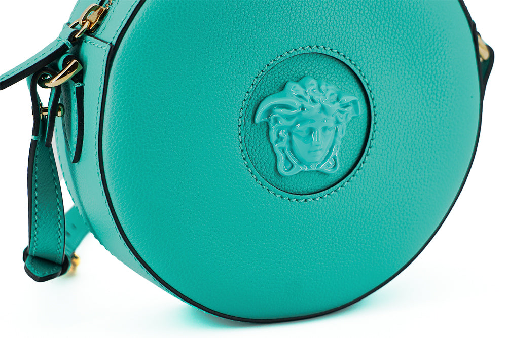 Mint Green Calf Leather Round Disco Shoulder Bag