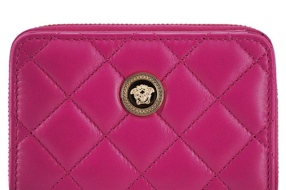 Purple Nappa Leather Bifold Zip Around Wallet