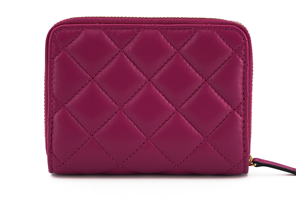 Purple Nappa Leather Bifold Zip Around Wallet