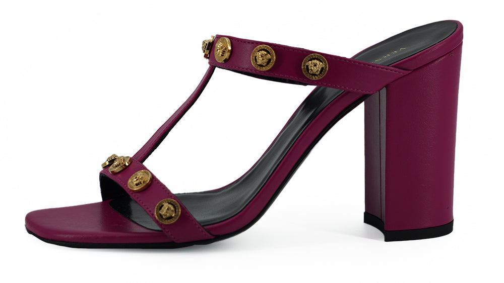 Purple Calf Leather High Heel Sandals