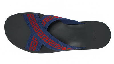 Blue Greca Ribbon Sandals