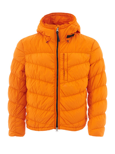 Orange Quilted Hooded Jacket