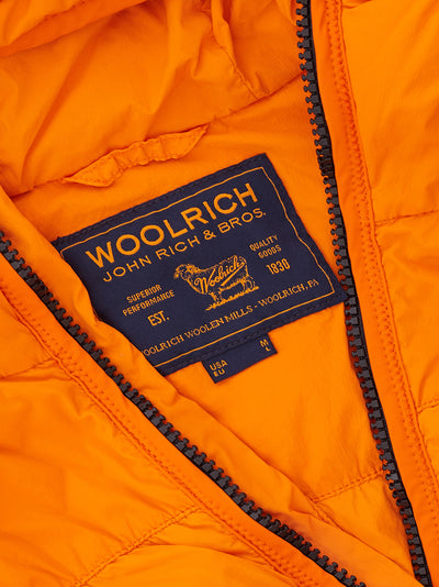 Orange Quilted Hooded Jacket