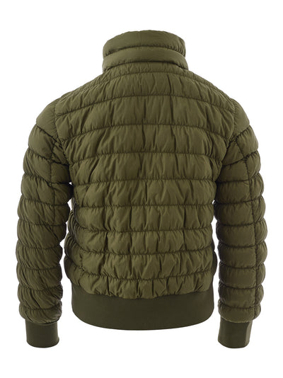 Green Quilted Bomber Jacket