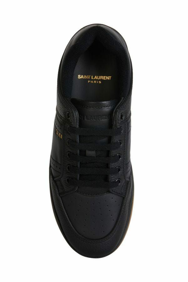 Black Calf Leather Low Top Sneakers