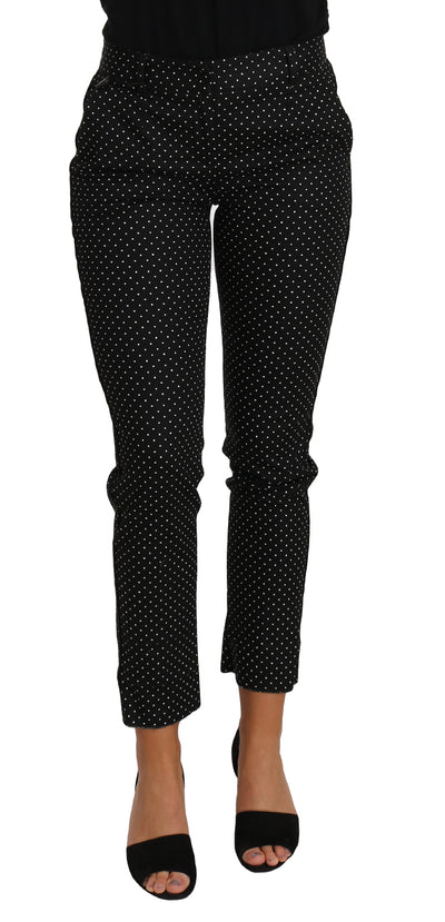 Black Dress Polka Dot Cropped Straight Pants