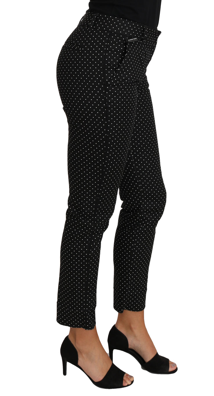 Black Dress Polka Dot Cropped Straight Pants