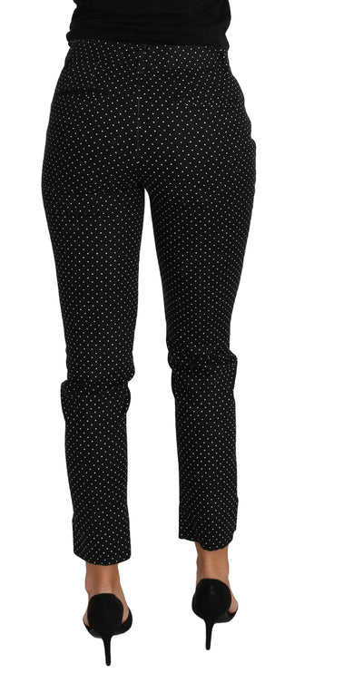 Black Dress Polka Dot Cropped Straight Pants