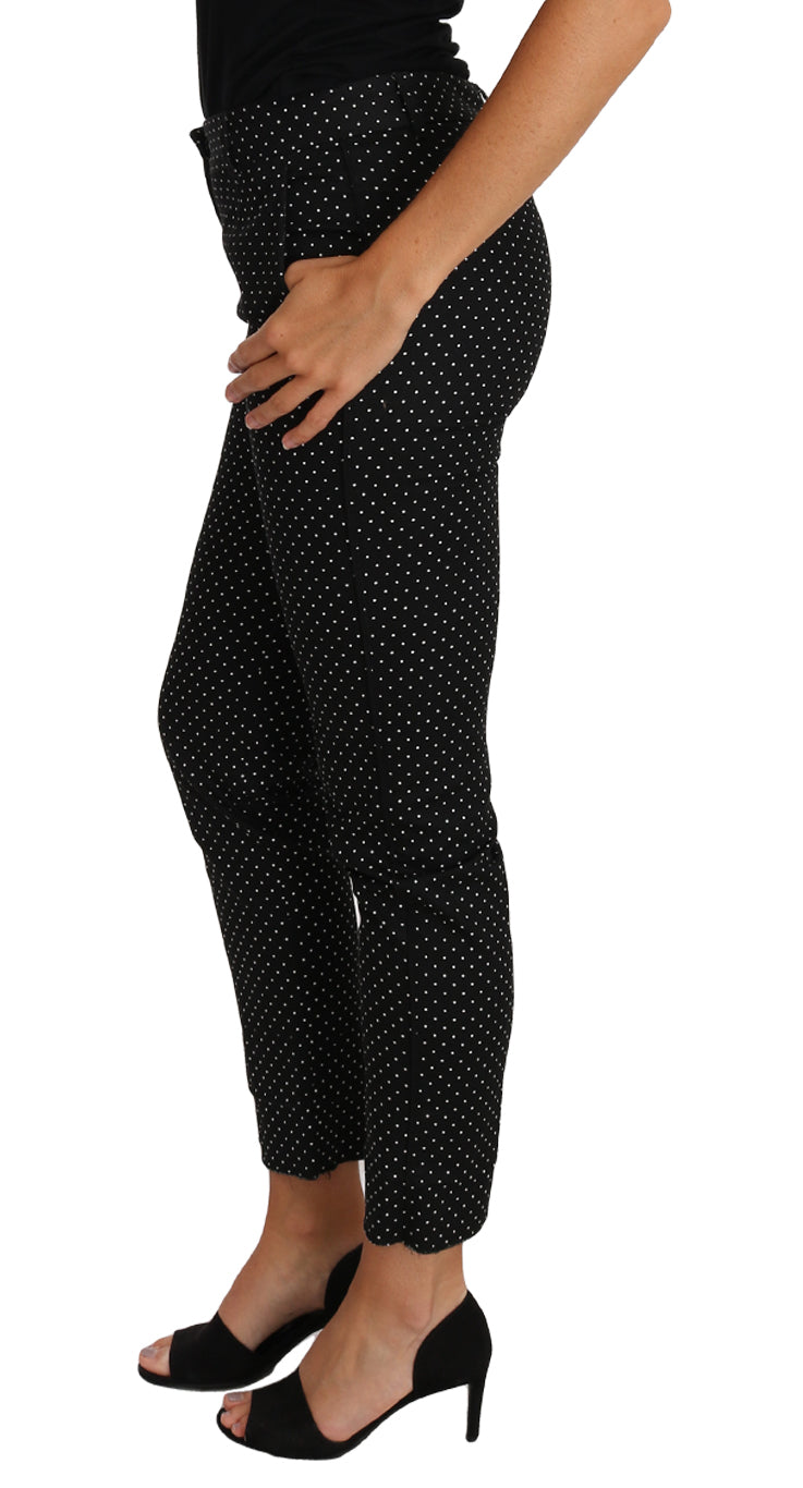 Black Dress Polka Dot Cropped Straight Pants