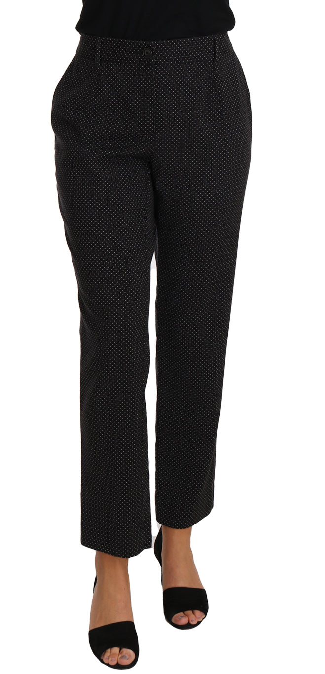 Black Lace Up Riding Cropped Trouser Pants