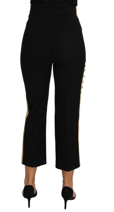 Military Embellished Pants Black Gold Dress Pant