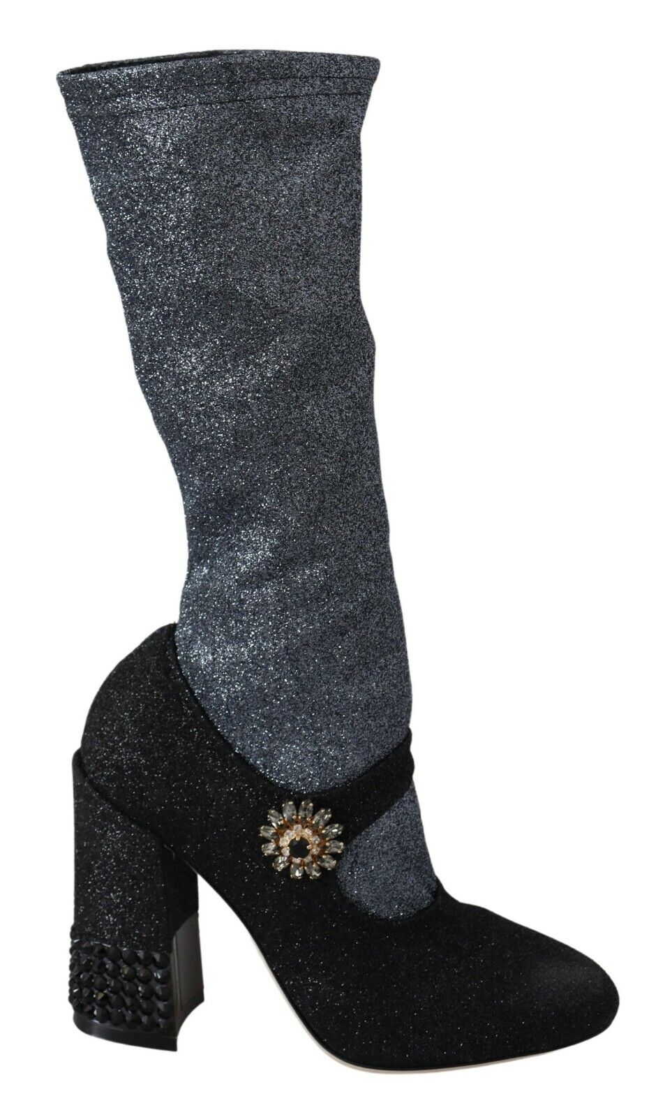 Black Crystal Mary Janes Booties Shoes