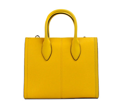 Mirella Small Jasmine Yellow Leather Top Zip Shopper Tote Bag