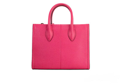 Mirella Small Hot Pink Leather Top Zip Shopper Tote Crossbody Bag