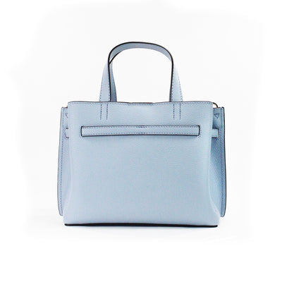 Emilia Small Pale Blue Pebbled Leather Satchel Crossbody Bag