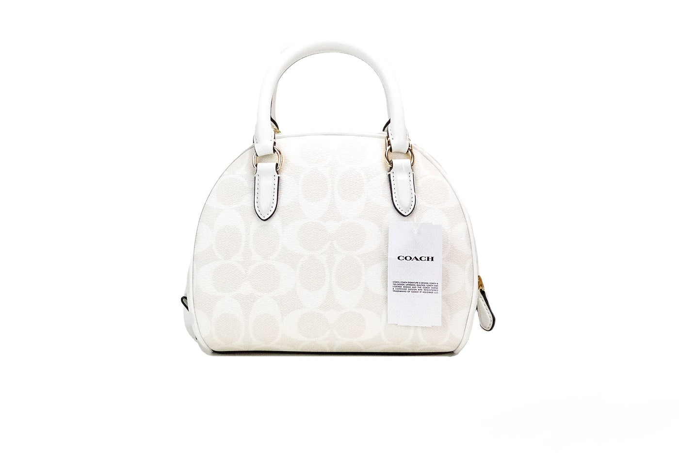 Sydney Small Chalk White Signature Coated Canvas Satchel Handbag