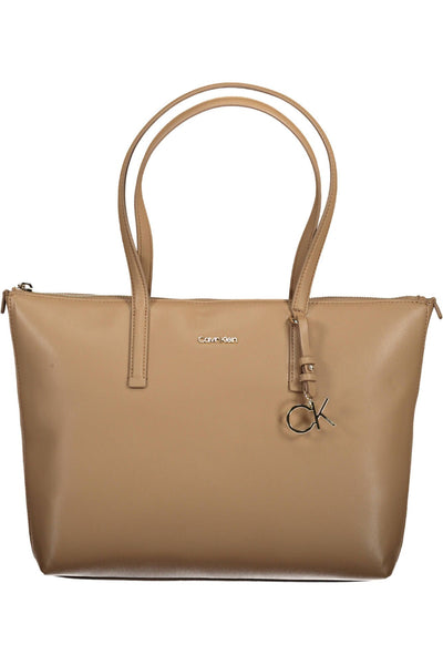 Beige Polyester Handbag