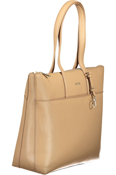 Beige Polyester Handbag