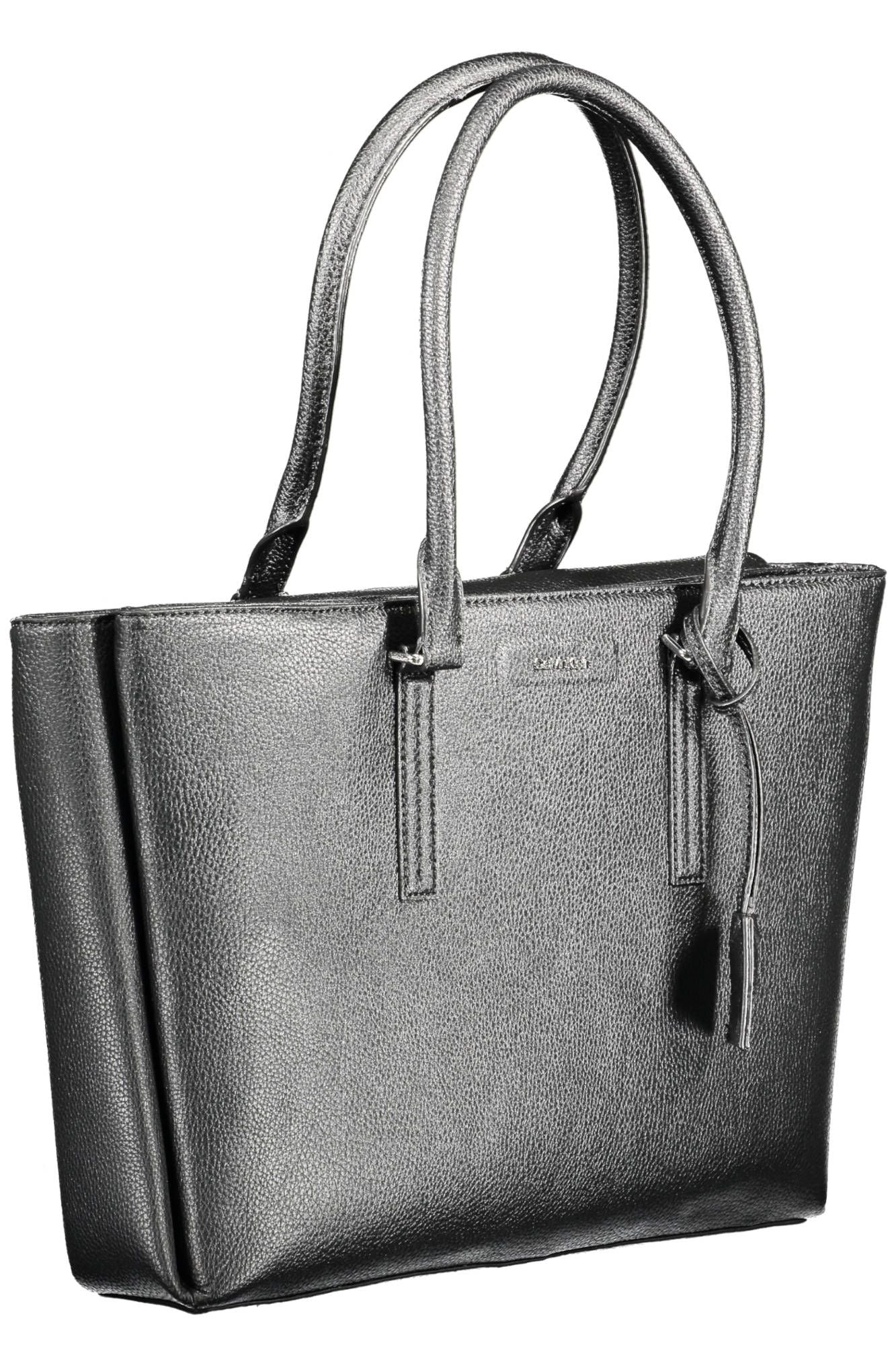 Black Polyurethane Handbag