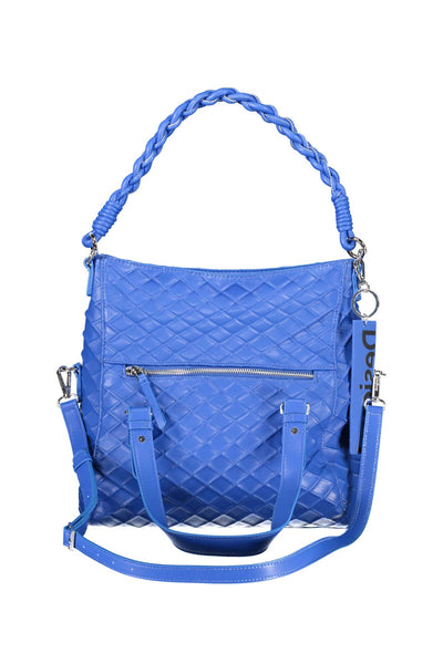 Blue Polyurethane Handbag