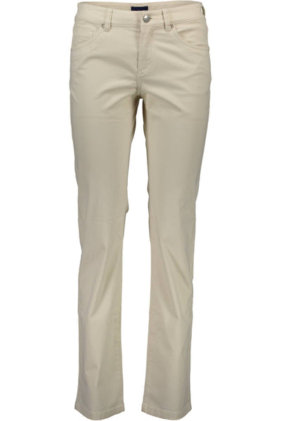 Beige Cotton Jeans & Pant