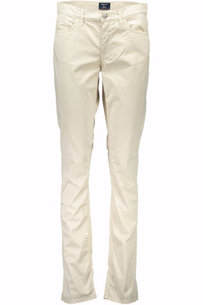 Beige Cotton Jeans & Pant