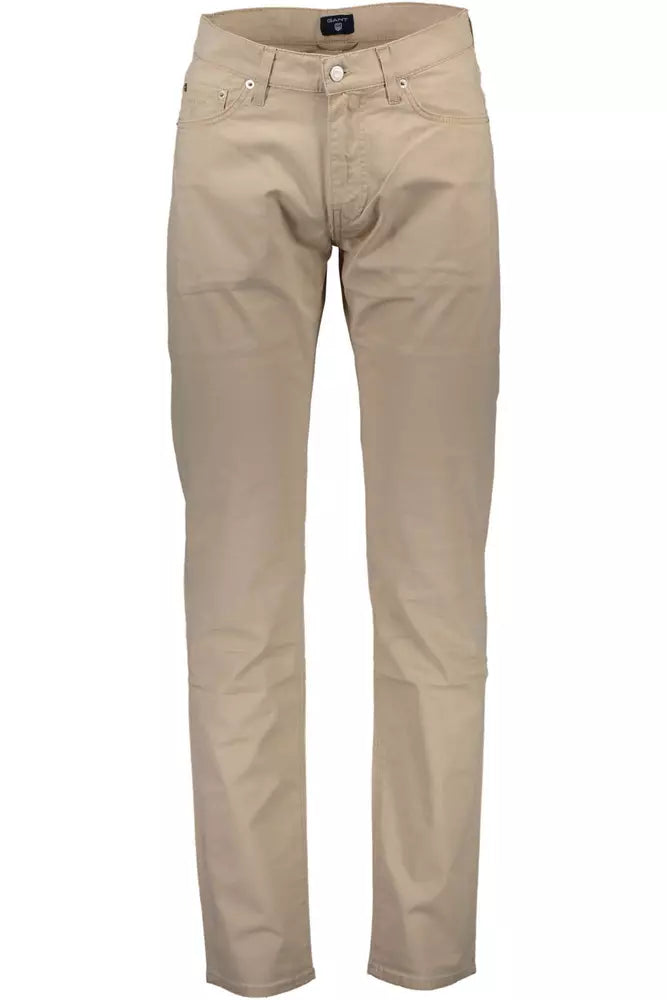 Beige Cotton Jeans & Pant