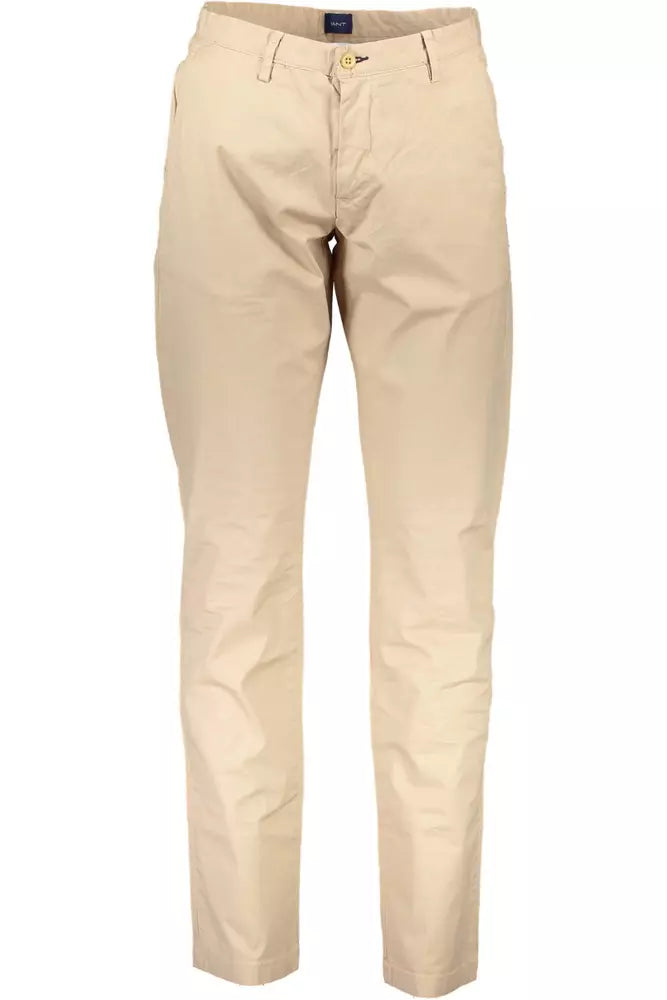 Beige Cotton Jeans & Pant