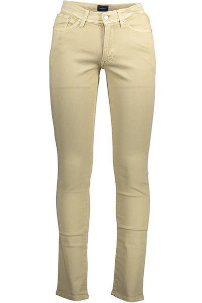 Beige Cotton Jeans & Pant