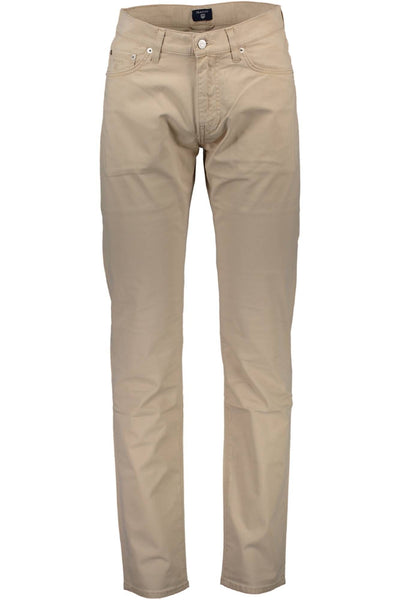 Beige Cotton Jeans & Pant