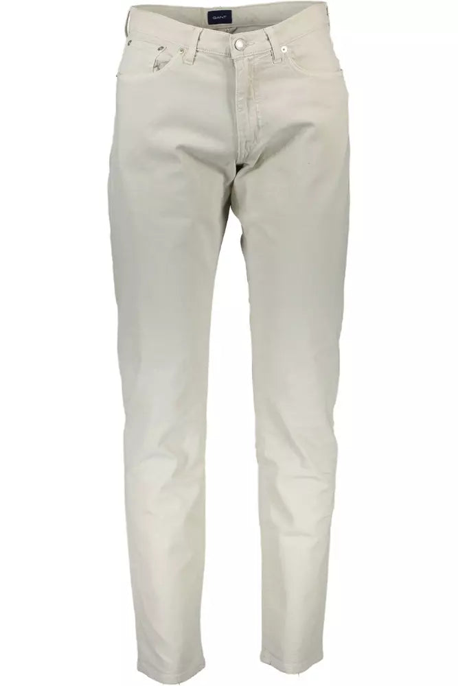 Beige Cotton Jeans & Pant