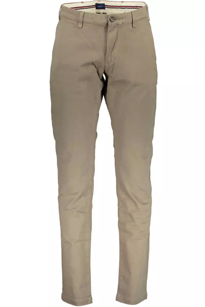 Beige Cotton Jeans & Pant