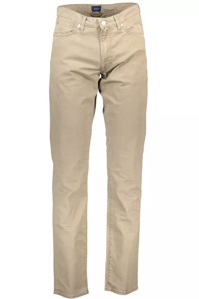 Beige Cotton Jeans & Pant